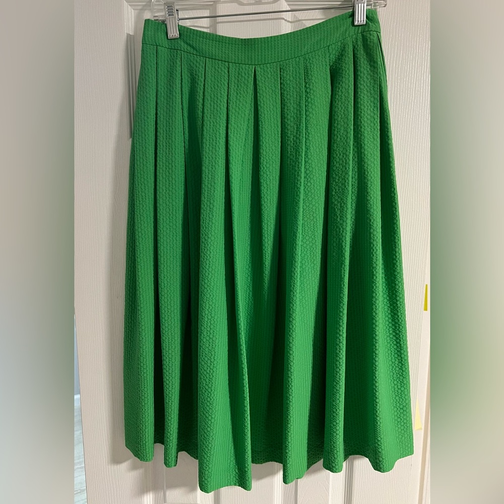 TOPSHOP green midi-Pleated skirt, size 6